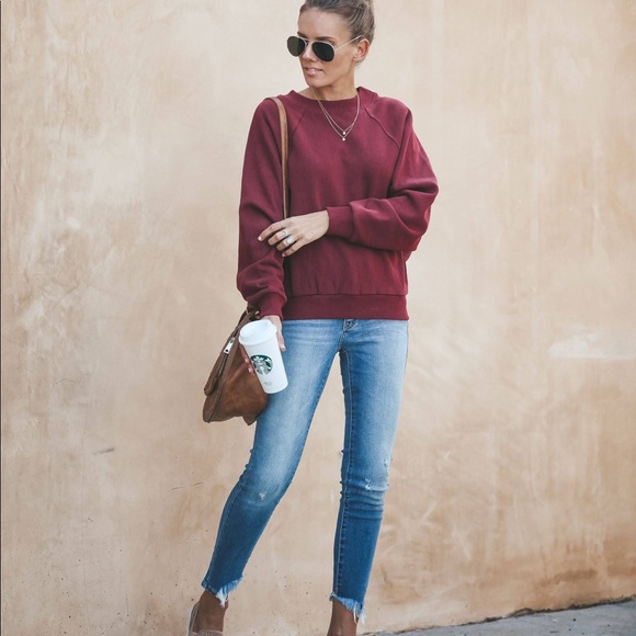 Vici Sweaters - Vici Burgundy Crewneck Sweater